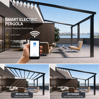 Pergola de terrasse automatique avec toit rétractable en PVC, imperméable, télécommandée