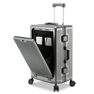 Valise en aluminium de luxe personnalisable à 4 roues avec verrou TSA Spinner PC avec ouverture à l'avant Valise Maletas solide USB durable Vente en gros - Product Image 4