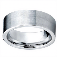 THX Schmuck 8mm Klassischer Herrenring mit flacher Oberseite aus gebürstetem Wolframkarbid, Ehering, Verlobungsring