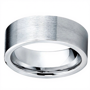 Anello da uomo classico THX Jewelry da 8 mm in carburo di tungsteno spazzolato con parte superiore <span class=keywords><strong>piatta</strong></span>, per matrimonio o fidanzamento - Product Image 2