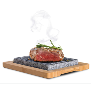 Piatto da bistecca in <span class=keywords><strong>pietra</strong></span> <span class=keywords><strong>lavica</strong></span> con vassoio di bambù cottura di pietre calde per bistecca griglia interna sfrigolante bistecca calda <span class=keywords><strong>pietra</strong></span> da cucina Set di rocce - Product Image 6