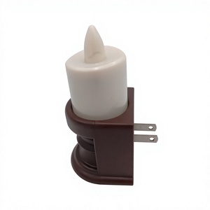 Bougie LED à brancher, bougie électrique sans flamme, bougie blanche, base marron clair pour la décoration de la maison - Product Image 1
