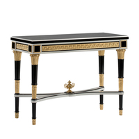 Meuble de salon, console classique antique de luxe, table console en bois noir et or, style français