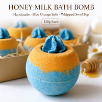 Ensemble de bombes de bain personnalisées au lait de miel naturel fait main, 6 pièces, 120g, Orange, Bleu, Couronne de cristal, Botanique, Hydratant, OEM, Marque privée