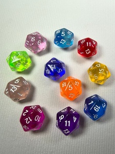 Transparent Bottom 20-Sided Acrylic <strong>Polyhedral</strong> <strong>Dice</strong> Creative Digital Teaching Accessory for Table Games Gambling Plastic - Product Image 2