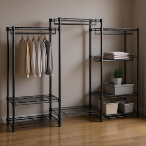 Armario Independiente Resistente de 8 Niveles con 4 Barras para Colgar Ropa, Organizador de Ropa Metálico, Estilo Industrial - Product Image 2