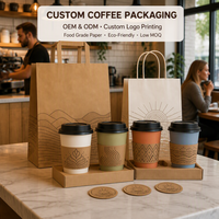 Gobelets en papier jetables personnalisés tout-en-un Kingze 8-22oz, manchons écologiques, sacs kraft et supports – Vente en gros