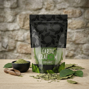 Custom Printed Matte Black Stand Up Zipper Mylar Bag for Organic Botanical <b>Leaf</b> Herbal Powder Tea Food Packaging - Product Image 1