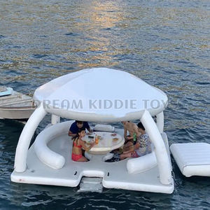 Plateforme flottante gonflable pour bar aquatique d'été avec tente, pont solaire, île flottante, salon, fête, loisirs - Product Image 2