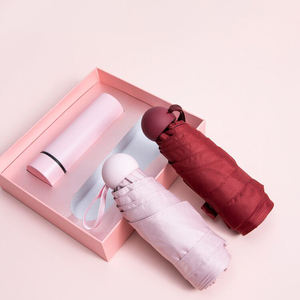 Regalos Publicitarios, Paraguas Plegable Manual de Cinco Pliegues, Protección UV, Recubrimiento Negro Impermeable contra Sol y Lluvia, con Logotipo - Product Image 2