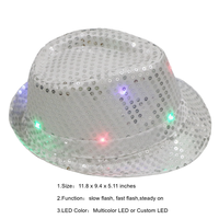 Joylit Sparkly Sequin Fedora Hat Light-Up Trilby pour déguisement Dance Party Occasion de Noël Accessoire de fête de nuit