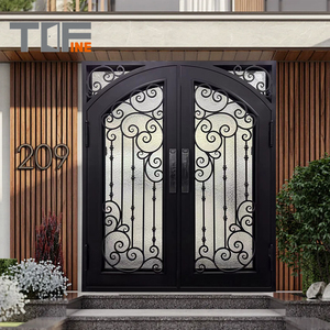 Guangzhou <span class=keywords><strong>Pas</strong></span> <span class=keywords><strong>Cher</strong></span> Haute Qualité Métal Simple Design Intérieur Verre Fer Forgé Autre Portail Coulissant Porte d'Entrée Simple avec Cheval - Product Image 2