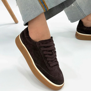 Chaussures de skate rétro en daim à lacets, économiques, respirantes, légères, antidérapantes, résistantes à l'usure, semelle épaisse, couleurs assorties, pour le quotidien - Product Image 1