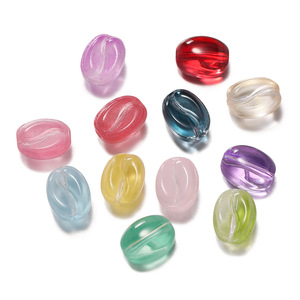 Glass Spacer <b>Beads</b> Oval Shape Pearlescent Treatment For Bracelet Making 10mm Size AC4087 - Product Image 1