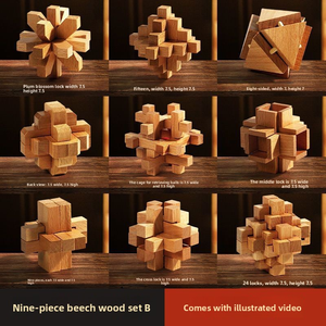 Ensemble de 9 casse-têtes Luban traditionnels chinois en bois, jouet éducatif IQ STEM, boîte cadeau pour enfants et adultes - Product Image 5