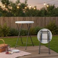 Mesa Plegable Ligera de HDPE con Estructura de Acero, Ideal para Picnic, Comedor, Café al Aire Libre, Conferencias y Bodas