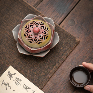 Encensoir créatif en céramique peinte motif lotus, diffuseur d'arômes domestique en forme d'oie et de poire, céramique <span class=keywords><strong>zen</strong></span> pour thé et aromathérapie - Product Image 3
