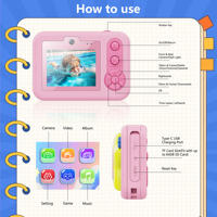 Appareil photo numérique pour enfants avec écran de 2,4 pouces, cadeau d'anniversaire ou de Noël pour garçons et filles, 10x-20x HD 1080P CMOS, grand angle de 90 degrés, MP3