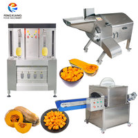 Commerciële roestvrijstalen groenten snijmachine, fruitblokjes snijder, pompoen en butternut verwerkingsapparatuur