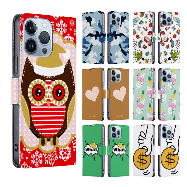 Custom Leather Phone Protective Case for iPhone 14 Plus 13 Pro Max PU Leather Flip Cover Wallet Android Phone Case
