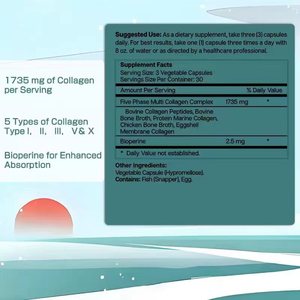 Cápsulas complejas de colágeno múltiple de 5 tipos de etiqueta privada con I II III V X Bioperine compatible con cápsulas de colágeno para la salud ósea de las articulaciones - Product Image 5