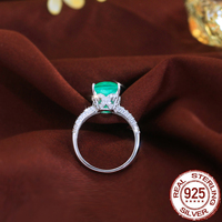 Anillo de Plata de Ley S925 Estilo Brasileño con Imitación de Turmalina Paraiba y Circonita Cúbica, Anillo Ovalado para Mujeres y Niñas, Ideal para Fiestas