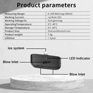 Anpassbarer tragbarer OEM-Alkohol <span class=keywords><strong>tester</strong></span> für Mobiltelefone mit Atem alkohol überwachung - Product Image 2