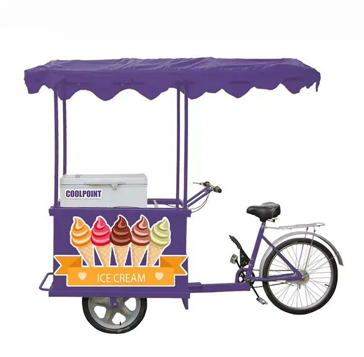 Unidad de refrigeración para triciclo, carrito de coco, helado eléctrico de Color personalizado, bicicleta de refrigeración para la venta