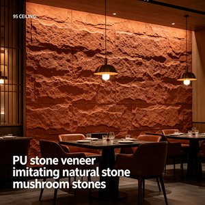 Panneaux muraux décoratifs <span class=keywords><strong>en</strong></span> carton robuste avec texture de <span class=keywords><strong>pierre</strong></span> de roche <span class=keywords><strong>en</strong></span> PU, revêtement mural à clipser pour les salles d'exposition et les allées de kiosques - Product Image 1