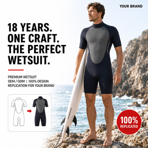 Combinaison <span class=keywords><strong>de</strong></span> plongée courte en néoprène 2 mm pour homme, OEM usine, manches courtes, jambes courtes, fermeture éclair dorsale, coutures plates, pour surf et natation en eau chaude - Product Image 1