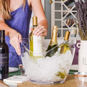 2 गैलन बड़े ऐक्रेलिक बर्फ की बाल्टी नाव आकार वाइन शैंपेन कूलर साफ प्लास्टिक पेय चिलर - Product Image 4