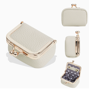 Portable Genuine Leather Elegant Jewelry <b>Case</b> Kiss Lock Mini Coin Purse Exquisite Ring <b>Earring</b> Storage Bag for Travel - Product Image 6