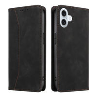 Étui portefeuille en cuir PU pour iPhone 16 Plus - Housse avec support, 2 emplacements pour cartes, fermeture magnétique et coque antichoc