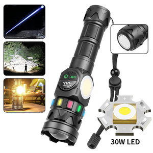 Đèn pin có thể thu phóng, tích hợp nam châm, sạc lại được, đèn pin chiến thuật 1200 lumen, đèn COB mạnh mẽ dùng ngoài trời, có màn hình hiển thị - Product Image 1