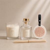 Coffret cadeau de parfums d'ambiance de luxe sur mesure avec diffuseur à bâtonnets, bougie en cire de soja et gypse aromatique – Fabricant de marques privées