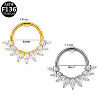 YW Body Piercing Bijoux G23 F136 Titane Blanc Zircon Nez Anneau Clicker Anneau Segment Septum Anneau Boucles D'oreilles