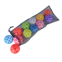 Lot de 12 balles d'entraînement au pickleball Pickle Ball Kit de pickleball personnalisé avec sac en filet