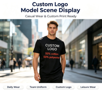 T-shirt à manches courtes pour homme, couleur unie, 50 % coton, 50 % polyester, pour le travail au bureau et les activités de plein air