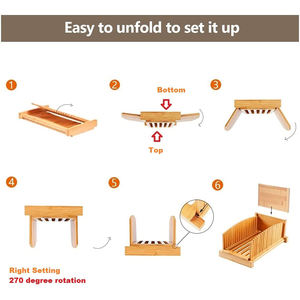 Rebanadora de pan de bambú Premium con bandeja para migas con cuchillo dentado - Product Image 3