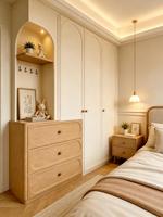 Armoire en bois naturel, porte arquée blanc crème, commode de chambre, meuble de rangement personnalisé, mobilier moderne pour la maison