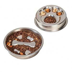 Comedero Lento para Perros de Acero Inoxidable, Antideslizante, Engrosado, Gran Capacidad, Antivuelco, Plato de Laberinto con 2 Tazas, Ecológico - Product Image 1