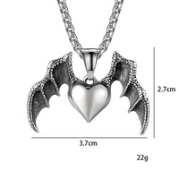 Collier rétro punk en acier inoxydable collier tendance hip-hop ailes d'ange collier coeur pour hommes et femmes colliers pendentifs couple