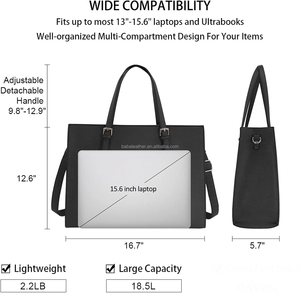 15.6 pouces <span class=keywords><strong>ordinateur</strong></span> sac <span class=keywords><strong>fourre</strong></span>-tout bureau d'affaires porte-documents grande capacité sac à main sac à bandoulière en cuir sacs <span class=keywords><strong>fourre</strong></span>-tout pour les femmes - Product Image 2
