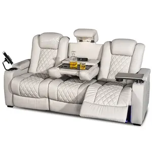 Черный кожаный диван nappa, современное кресло для домашнего кинотеатра с кроватью и USB-портом для зарядки, популярная мебель для кинотеатра
