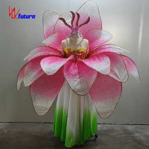 Fantasia Moderna para Performance Adulta, Vestido de Dança de Salão com Flores Sexy e Manga Longa - Product Image 1