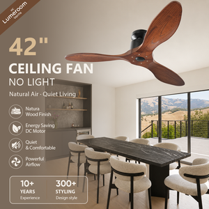 Mid Century Modern 42 Inch <b>Ceiling</b> <b>Fan</b> Without Light Wood Blade 3 Blade Design Quiet Motor <b>Remote</b> <b>Control</b> for Home - Product Image 1