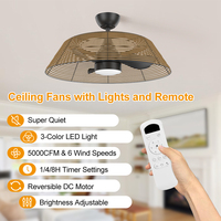 Ventilateur de plafond moderne intelligent avec cage, décoratif, 6 vitesses, avec lumière et télécommande
