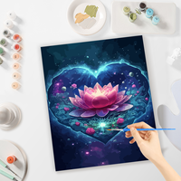 Lukisan dengan angka untuk orang dewasa kit abstrak bunga teratai gambar dengan angka untuk dekorasi rumah 40x5 0cm/16x20 Inci tanpa