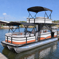 Bateau ponton en aluminium à double pont de 30 pieds, certifié CE, pour excursions touristiques, barge de passagers, 200 CV, fabrication OEM personnalisée