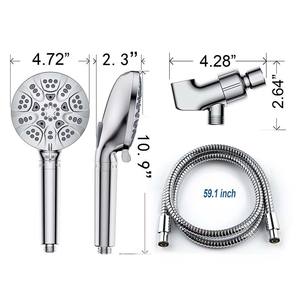 Cabezal de Ducha Portátil con 7 Funciones, Rociador Ajustable, Masaje, Lluvia, Redondo, Cromado, para Baño - Product Image 2